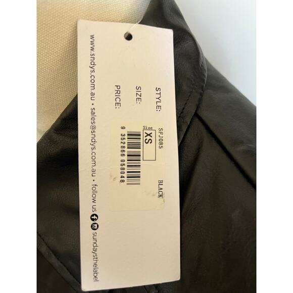 SNDYS | Women’s Faux Black Leather Jacket NWT | Size XS/2 - Picture 5 of 8